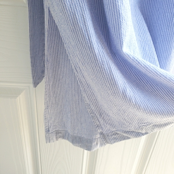 JustFab Linen Dolman Sleeve Shirt Dress Size Large Blue And White Stripes - Picture 7 of 11